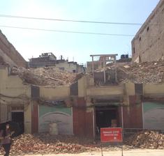 Earthquake damage in Durbar Square in Kathmandu, Nepal