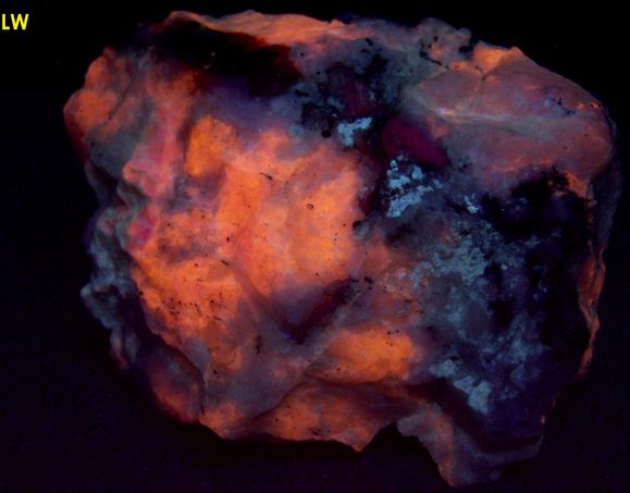 tenebrescent fluorescent SODALITE HACKMANITE - Dungannon Township, Hasting County, Ontario, Canada - ex Franklin MiningMuseum, J.Baum