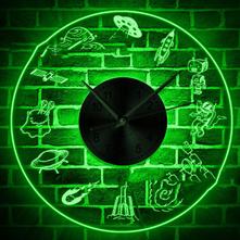 Alien Civilization UFO Spaceship Transparent Acrylic Wall Clock