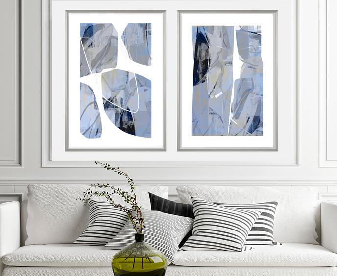 Blue,and white Abstract Art by Dubois Art , #blue art, #abstract art