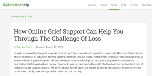 One of the best online grief support groups is My Grief Angels