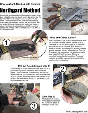 How to attach knife handles using the Northgard method. FREE downloadable PDF from www.DIYeasycrafts.com