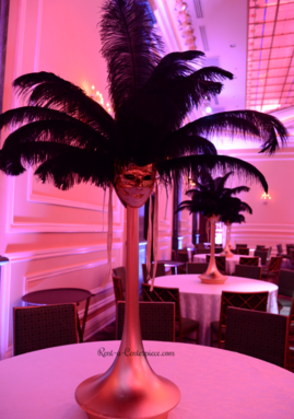 Rent Masquerade Spandex ostrich feather centerpieces Los Angeles California