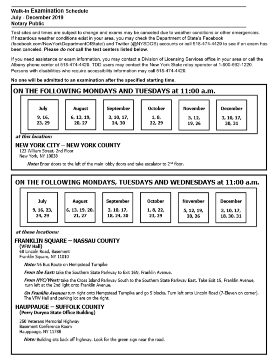 NY Notary Exam Schedule Prep