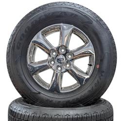 NEW TAKEOFF FORD 18" 6 LUG FORD F150 CHROME WHEELS WITH 275/65R18 GOODYEAR WRANGLER FORTITUDE HT TIRES