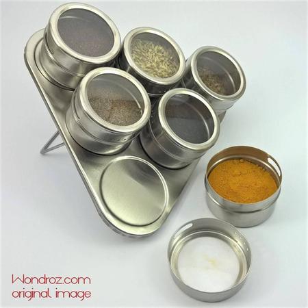 Magnetic Spice Rack 6pcs Jars Set Stainless Steel in Pakistan