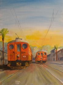 Pacific Electric interurban trolley blimps painting