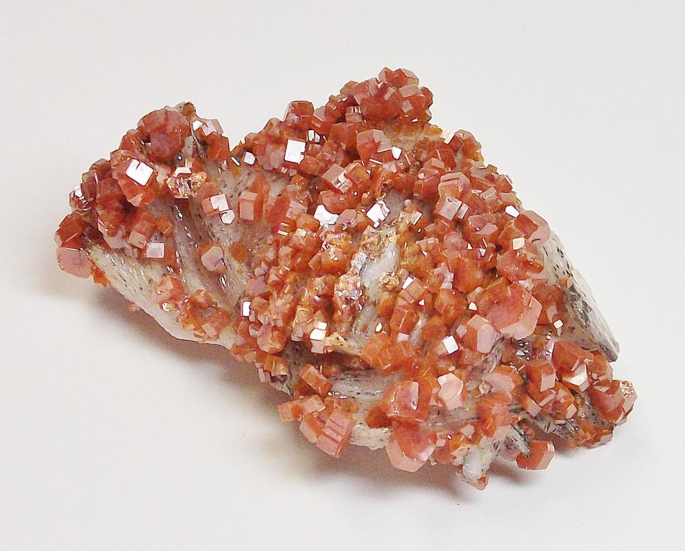 Vanadinite crystals on Baryte crystals Mibladen Morocco