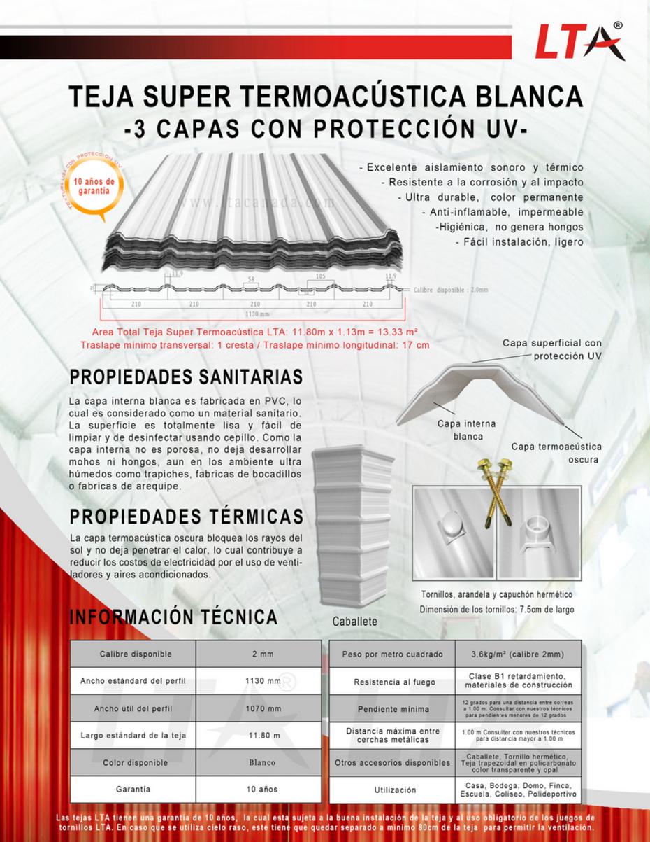 Teja Colonial Termoacustica en PVC LTA