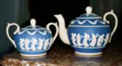 Wedgwood Inn Collection of Wedgwood China - Blue and White Teapot and Sugar bowl