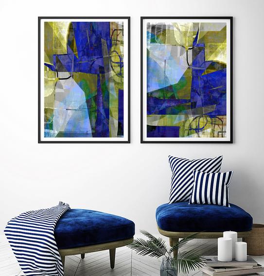 Multi-color Abstract, #Abstract Art, #blue and White, #blue art