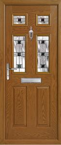 2 panel 4 square composite door in light wood