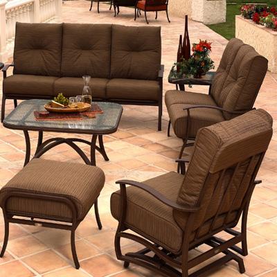 Mallin albany sofa set and chairs with brown sunbrella replacement cushions