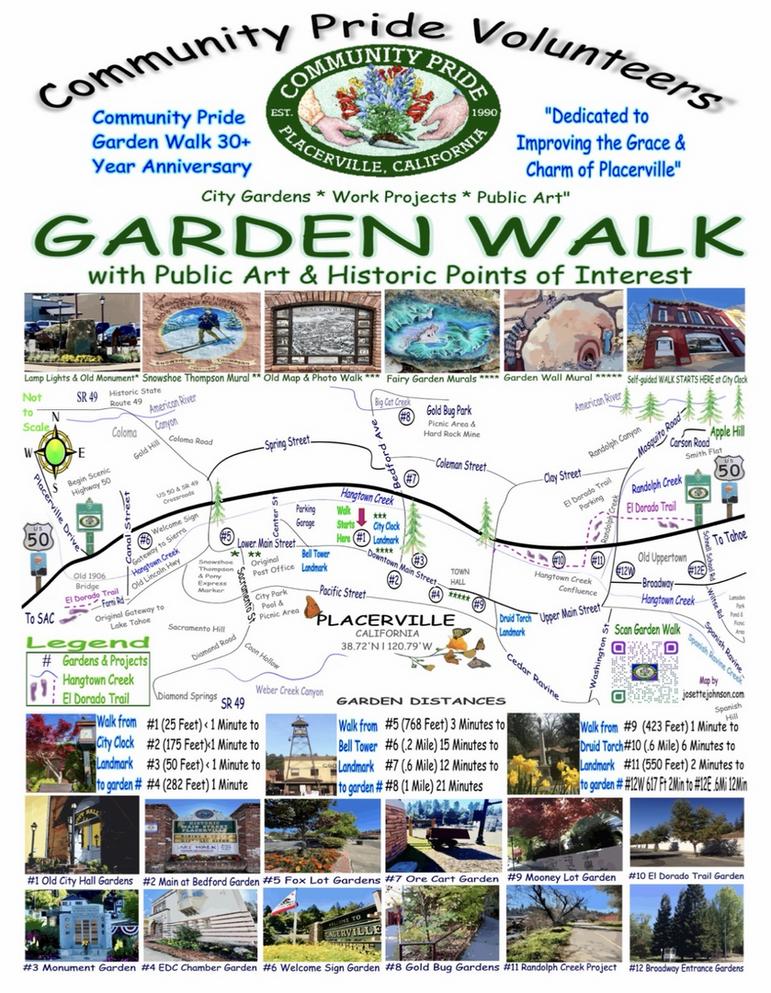 Community Pride Volunteers Garden Walk Poster at Old City Hall letterbox by Josette Johnson Placerville California