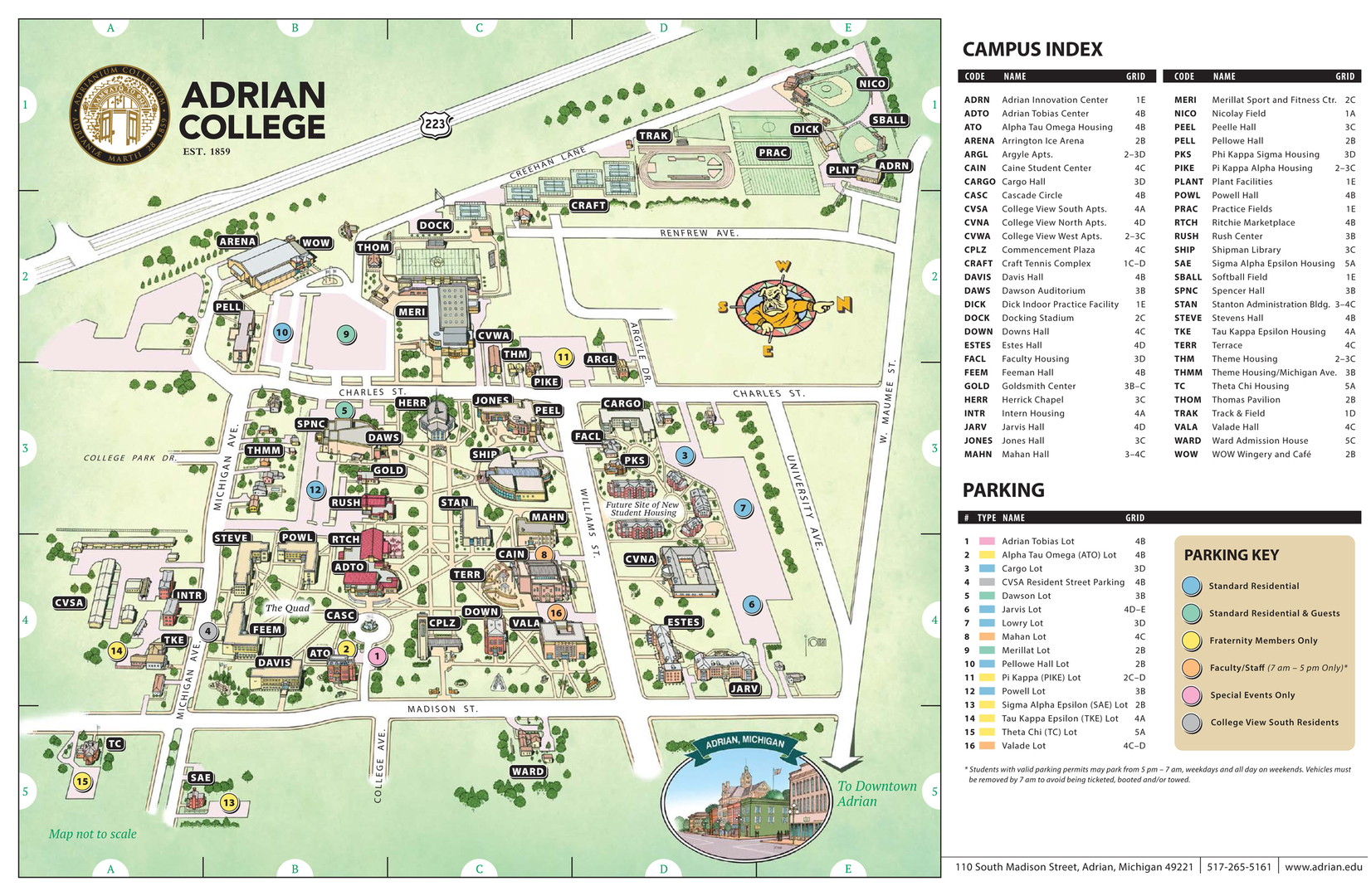 Adrian College Campus Map Map Vector