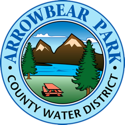 <img alt="Arrowbear Park County Water District Logo showing lake and table" src="...">