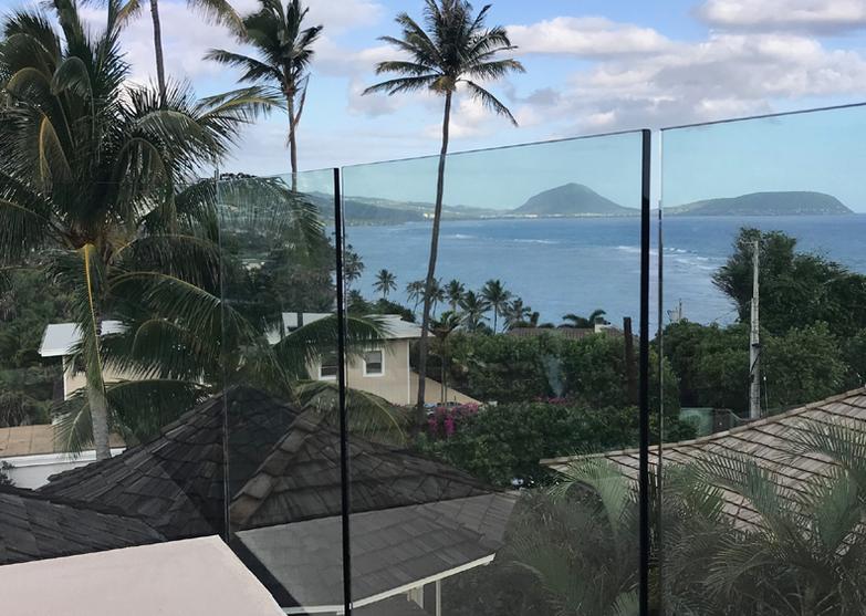 glass railing Hawaii, glass railing Honolulu, glass railing for deck Hawaii, Aluminum Glass Railing, Glass Rail System