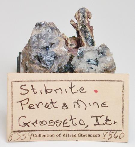Stibnite & Stibiconite crystals Pereta Mine, Tuscany, Italy