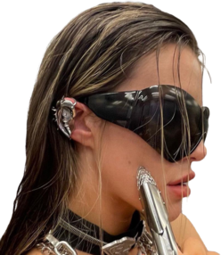 Alien Look Rimless One-piece Sunglasses Futuristic and Super Fashionable