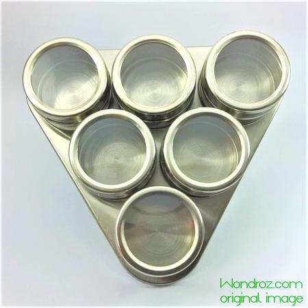 Magnetic Spice Rack 6pcs Jars Set Stainless Steel in Pakistan