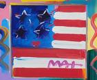 Peter Max Flag with Heart 12 x 12