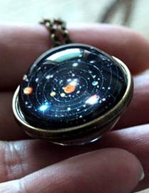 Double-sided Glass Ball Solar System Cosmic Starry Sky Necklace