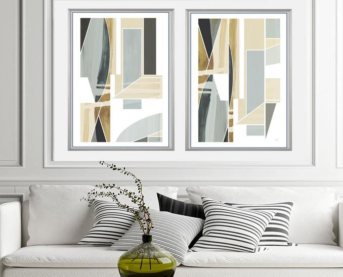 Blue, gray and gold abstract art, #abstract art