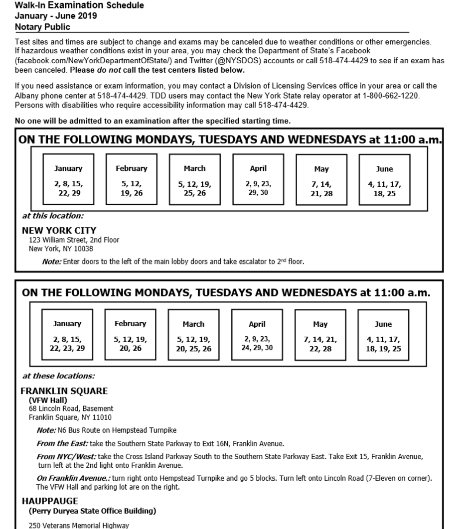 NY Notary Exam Schedule Prep