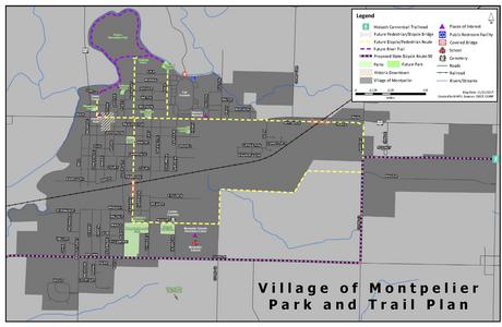 Image of the proposed park and trail plan in Montpelier, Ohio