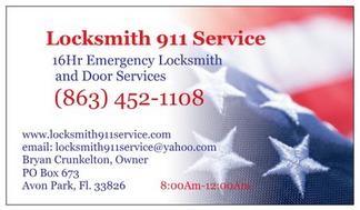 Locksmith 911 Service Business Card