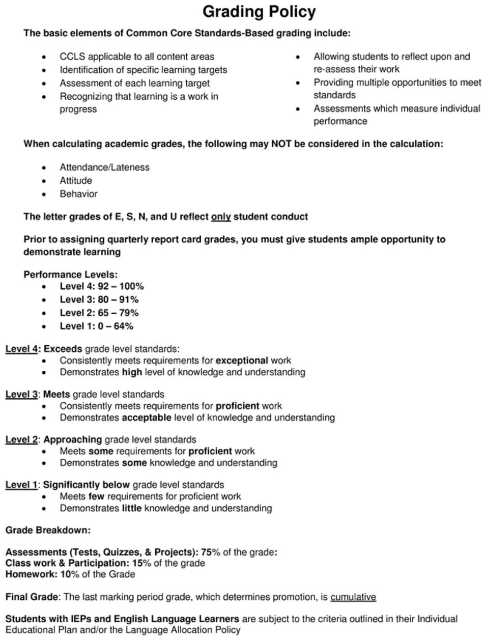 Grading Policy