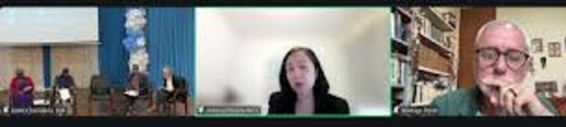 Athena Peralta shares her insights online as Br. Rodrigo Peret listens on