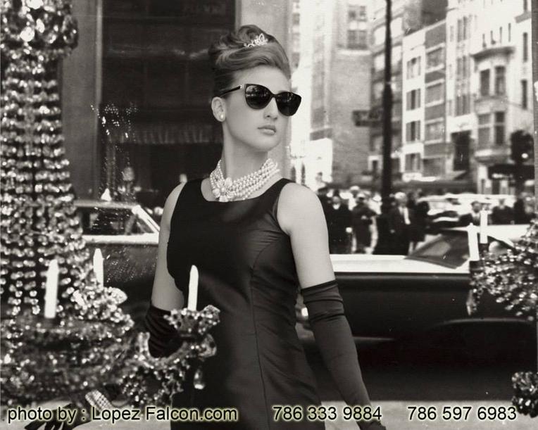 QUINCES BLACK DRESS Breakfast at Tiffany's quinces party Quinceanera photography video quince dresses miami Breakfast at Tiffanys Tiffany & co
