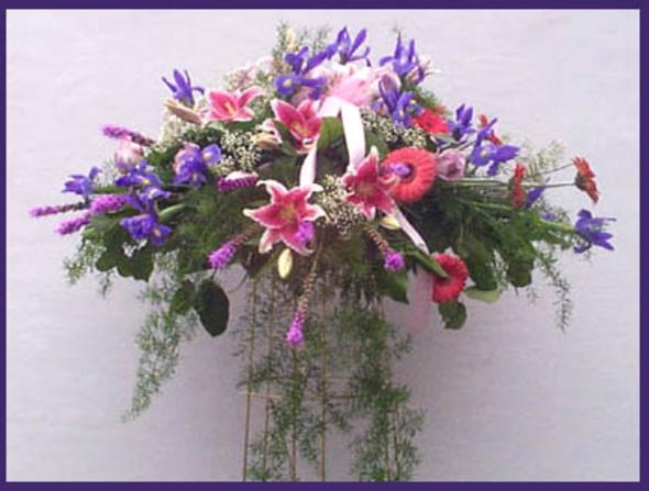 Casket Cover of Lilies, Liatris, Iris & Gerberas