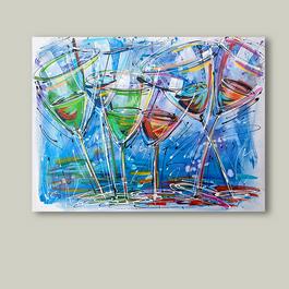 Funky vibrant wine glass painting