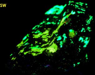 fluorescent ESPERITE, WILLEMITE, CLINOHEDRITE, FRANKLINITE, Franklin Mine, Franklin, Franklin Mining District, Sussex County, New Jersey, USA, type locality