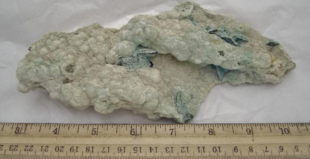 CHALCOCITE and CHRYSOCOLLA in PREHNITE - Chimney Rock quarry, Houdaille Industries Quarry; The Bound Brook Quarry; Stavola Industries Quarry, Bridgewater, Somerset county, New Jersey