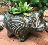 Rustic Tonala Pottery Mini Elephant Planter