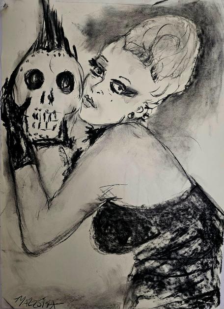 Pamela Rooke aka Jordan Mooney Charcoal on Paper 50 x 40 cm