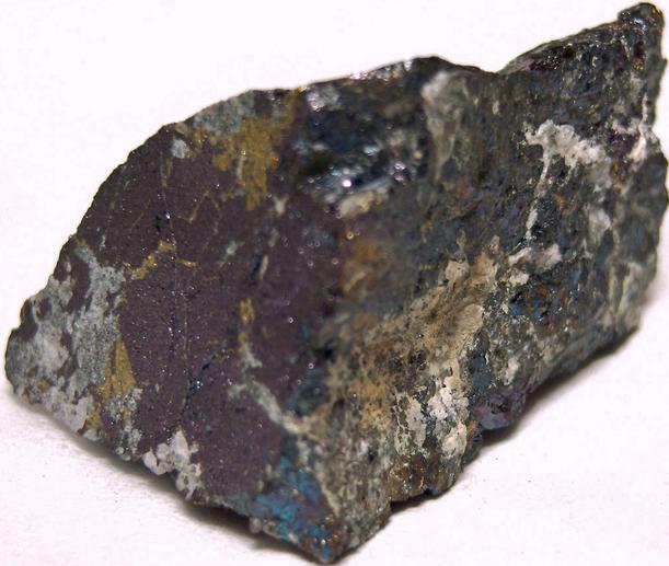 Iridescent metallic Bornite, Chalcopyrite, quartz, Butte, Butte District (Summit Valley District), Silver Bow County, Montana, USA