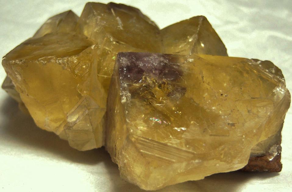 fluorescent long short wave Yellow Fluorite, siderite,Cumbria, England, UK, ex Foote
