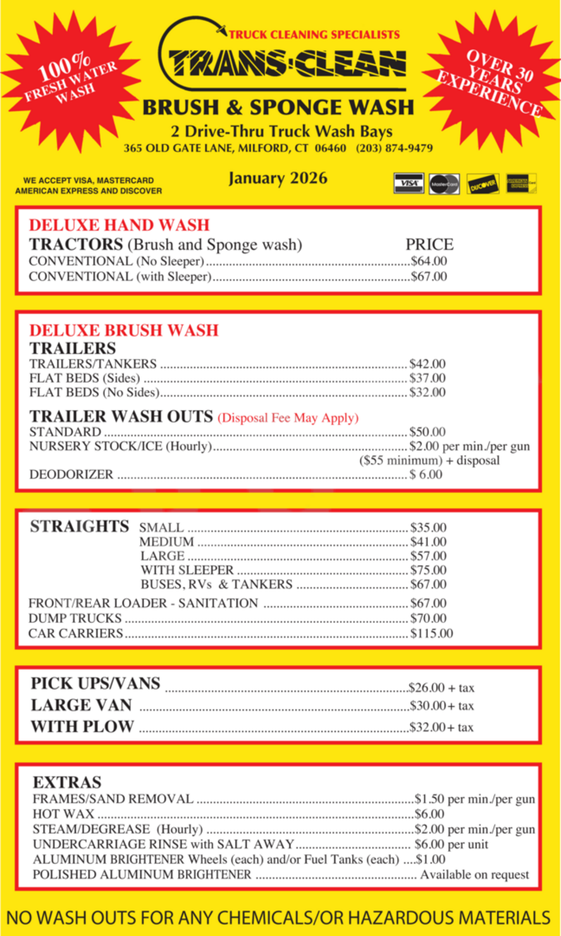 Truck wash prices