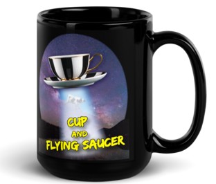 Flying Cup and Saucer Black Glossy Mug