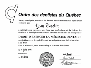 Dr Yvan Tesolin dentiste généraliste Brossard-Laprairie