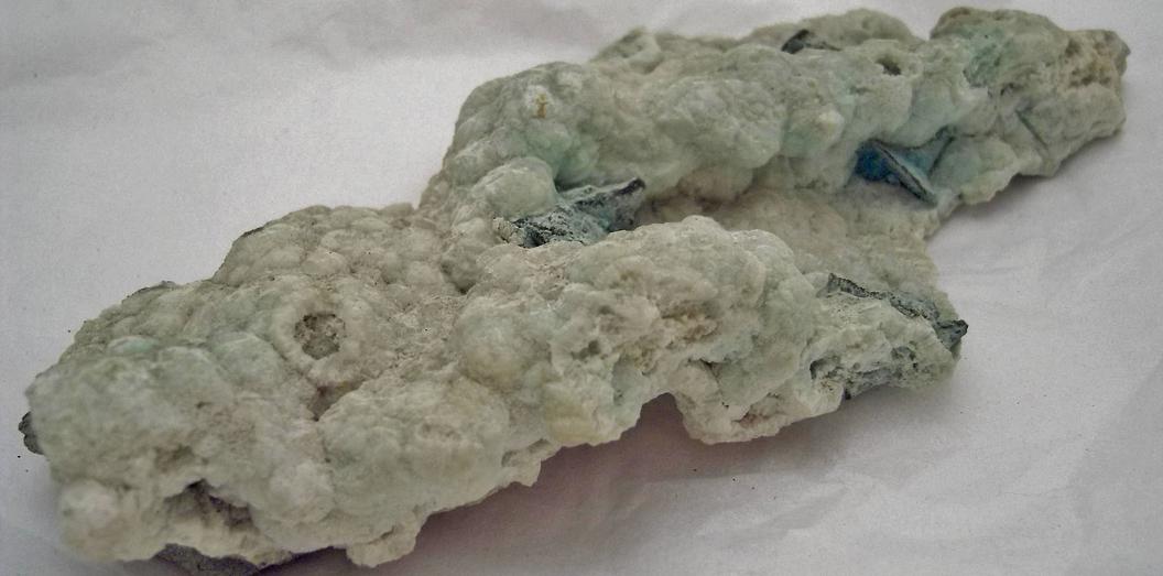 CHALCOCITE and CHRYSOCOLLA in PREHNITE - Chimney Rock quarry, Houdaille Industries Quarry; The Bound Brook Quarry; Stavola Industries Quarry, Bridgewater, Somerset county, New Jersey