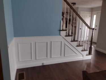 Painted wainscoting trim in dining room, Taunton, MA.