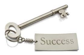 old skeleton key with the word success.