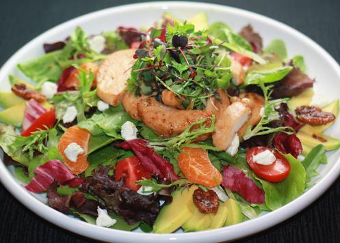 Citrus Chicken Goat Cheese Salad with Micro Harvest MIx