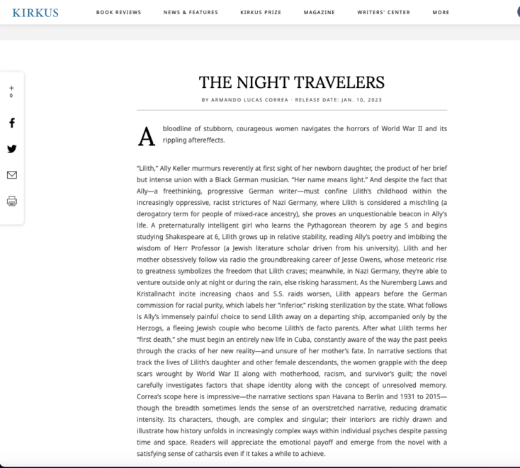 HISTORIAL FICTION, THE NIGHT TRAVELERS, CUBAN REVOLUTION, WWII