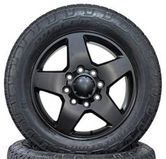 OE WHEELS GM 8 LUG 20" 5 STAR SATIN BLACK WITH NEW LT275/60R20 BRIDGESTONE DUELER A/T REVO 3 TIRES